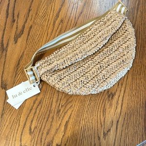 Raffia Sling Bag by Lu & Elle. Woven.  Adj. strap. NWT